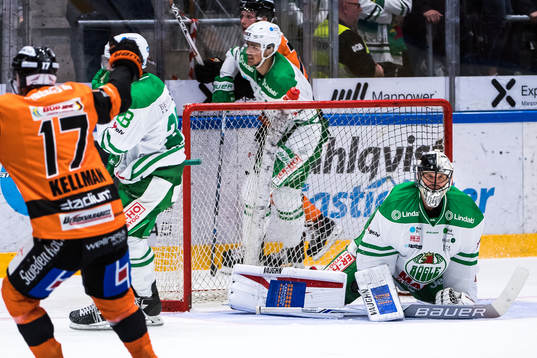 Rögles målvakt Justin Pogge deppar