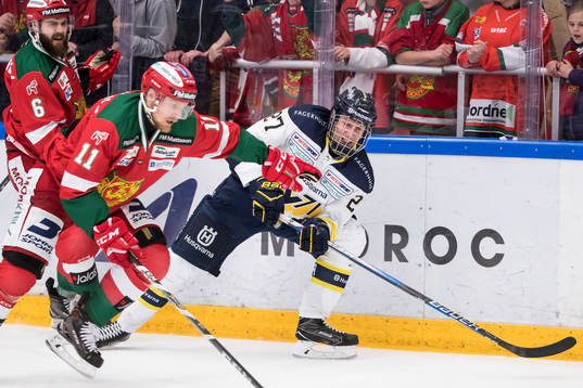 s David Gustafsson  i ishockeymatchen i SHL mellan Mora och