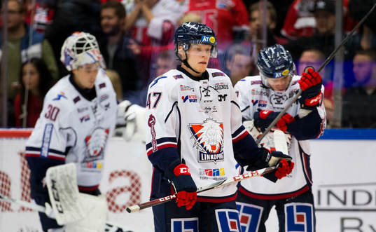 Linköpings målvakt Jacob Johansson och Anton Karlsson