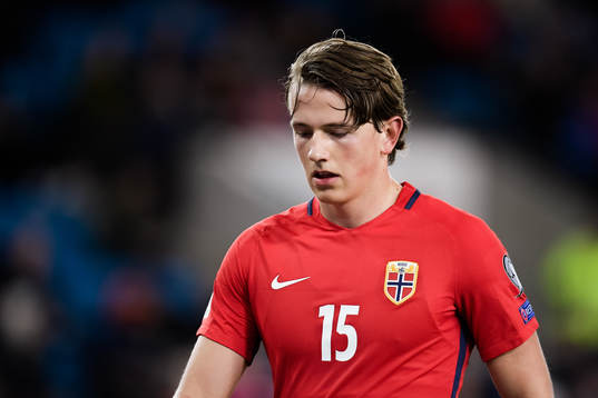 Sander Berge of Norway looks dejected