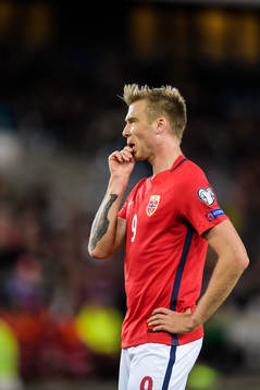 Alexander Toft Søderlund of Norway looks dejected