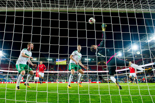 Chris Brunt of Northern Ireland scores an own goal
