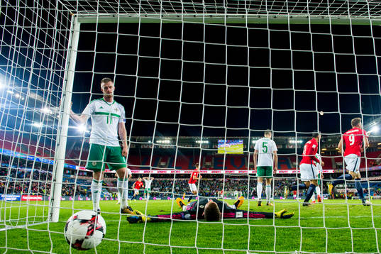 Chris Brunt of Northern Ireland looks dejected