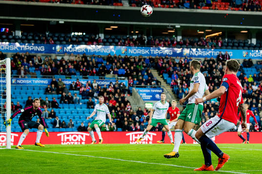 Stefan Johansen of Norway with the assist leading up to 1-0