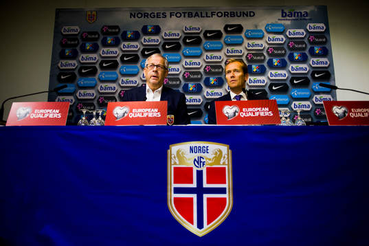 Lars Lagerbäck, head coach of Norway, and Svein Graff,