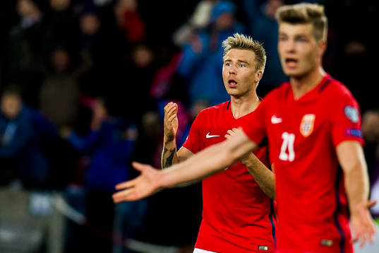 Alexander Toft Søderlund and Alexander Sørloth of Norway