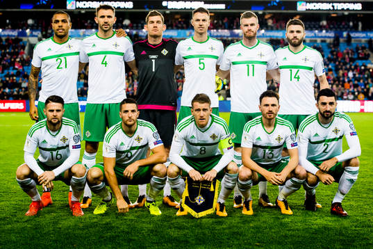 Josh Magennis, Gareth McAuley, goalkeeper Michael McGovern,