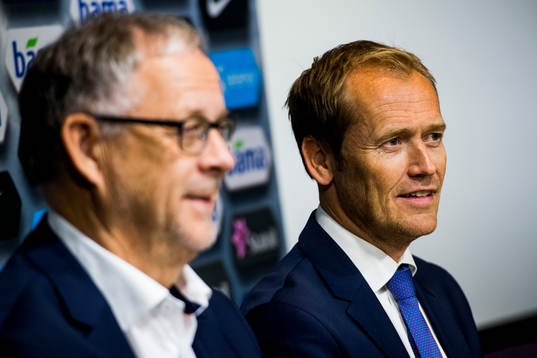 Lars Lagerbäck, head coach of Norway, and Svein Graff,