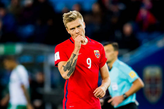 Alexander Toft Søderlund of Norway reacts