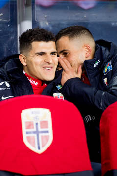 Tarik Elyounoussi and Omar Elabdellaoui of Norway