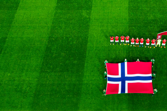 Players of Norway ahead the FIFA World Cup Qualifier match