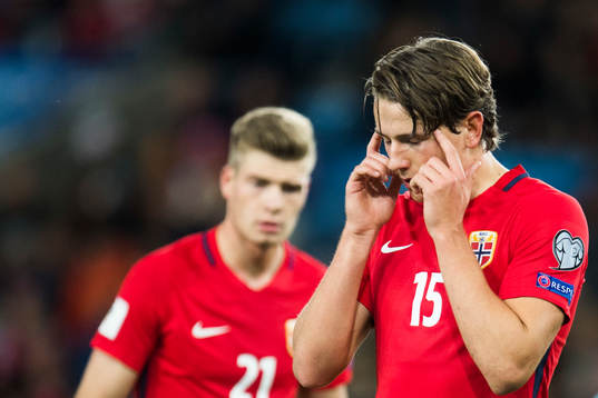 Alexander Sørloth and Sander Berge of Norway