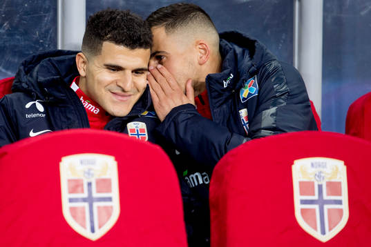 Tarik Elyounoussi and Omar Elabdellaoui of Norway