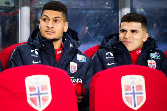 Bjørn Maars Johnsen and Tarik Elyounoussi of Norway