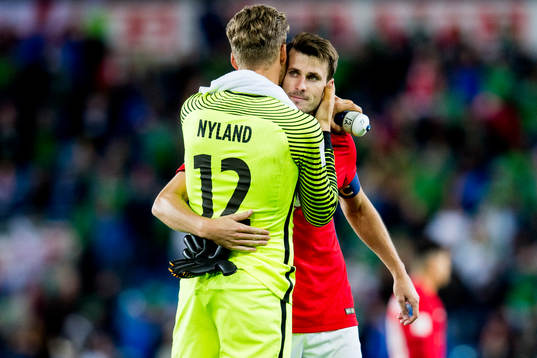 Goalkeeper Ørjan Håskjold Nyland and Håvard Nordtveit of