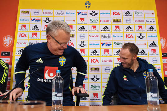 Förbundskapten Janne Andersson och Andreas Granqvist