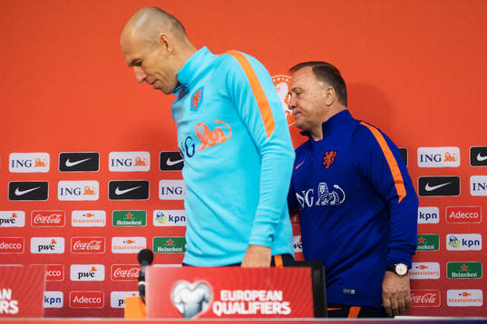 Arjen Robben och förbundskapten Dick Advocaat