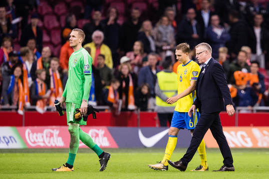 Sveriges målvakt Robin Olsen, Ludwig Augustinsson och