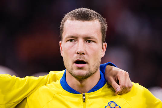 Sveriges Jakob Johanssonunder VM-kvalmatchen i fotboll