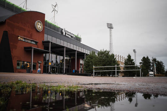 Rainy weather outside Gavlerinken Arena prior the CHL game