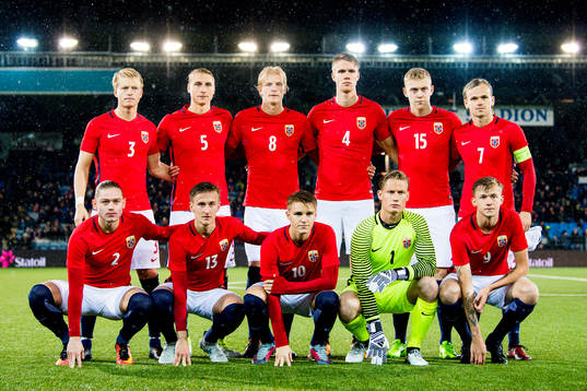 Norway's starting eleven pose for a team photo ahead