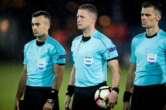 Referee Ognjen Valjic of Bosnia-Herzegovina