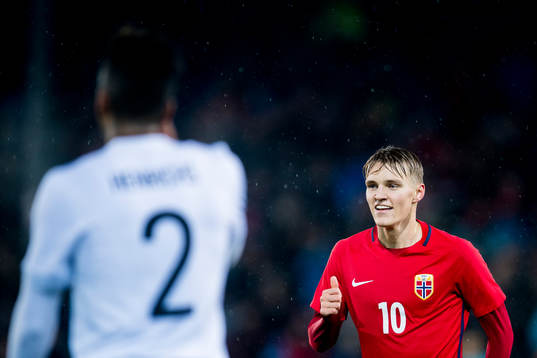 Martin Ødegaard of Norway celebrates 1-1