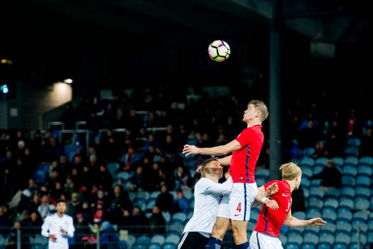 Felix Platte of Germany and Kristoffer Ajer of Norway