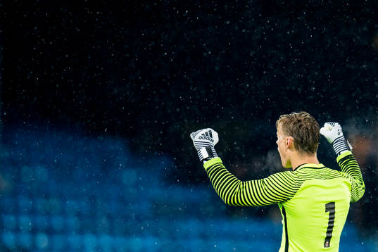 Goalkeeper Sondre Rossbach of Norway celebrates his side