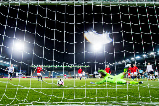 Germany score 0-1 behind goalkeeper Sondre Rossbach of