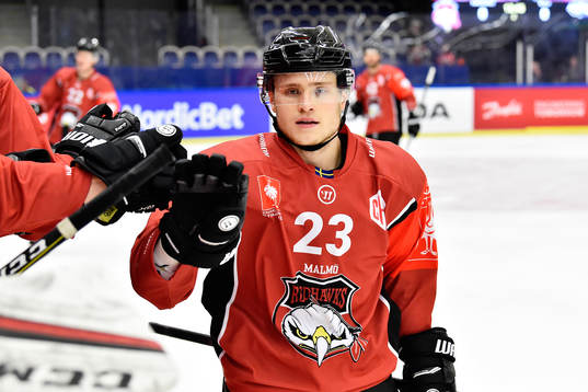 Christoffer Forsberg of Malmö Redhawks celebrates