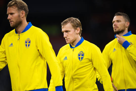 Sveriges Ola Toivonen, Emil Forsberg och Marcus Berg