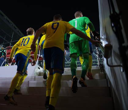 Sveriges Emil Forsberg, Marcus Berg och målvakt Robin