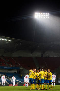Sveriges spelare jublar