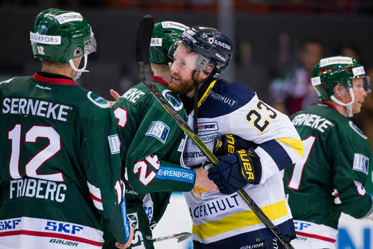 s Robin Figren och Frölundas Rasmus Dahlin tackar varandra