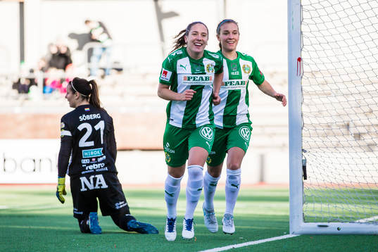 Hammarbys Alma Nygren och Julia Zigiotti Olme jublar