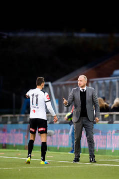 Elbasan Rashani of Odd and Dag-Eilev Fagermo, head coach of