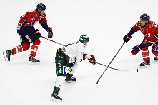 Linköpings Anton Karlsson, Eddie Larsson och Frölundas