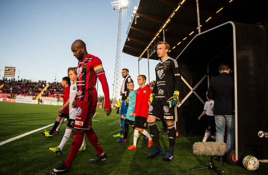 Östersunds lagkapten Fouad Bachirou och målvakt Andreas