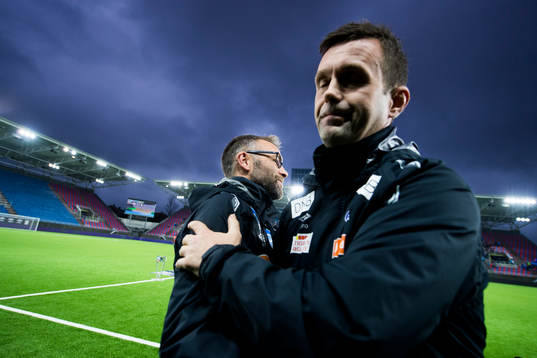 Trond Fredriksen, head coach of Aalesund, and Ronny Deila,
