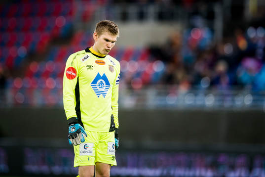 Goalkeeper Andreas Lie of Aalesund looks dejected