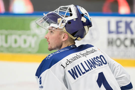 Leksands målvakt Tex Williamsson  i ishockeymatchen i