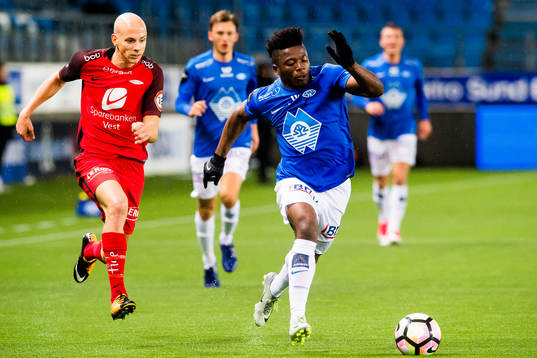 Ruben Kristiansen of Brann and Thomas Olivier Amang Kegueni