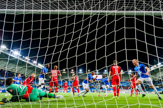 Ruben Gabrielsen of Molde celebrates with his teammates