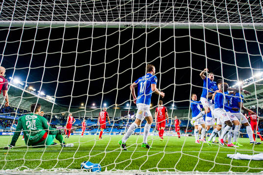 Ruben Gabrielsen of Molde celebrates with his teammates