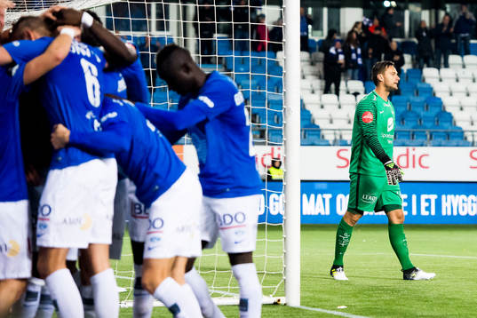 Goalkeeper Piotr Leciejewski of Brann looks dejected