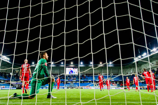 Goalkeeper Piotr Leciejewski of Brann looks dejected