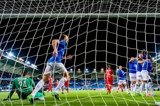 Ruben Gabrielsen of Molde celebrates with his teammates
