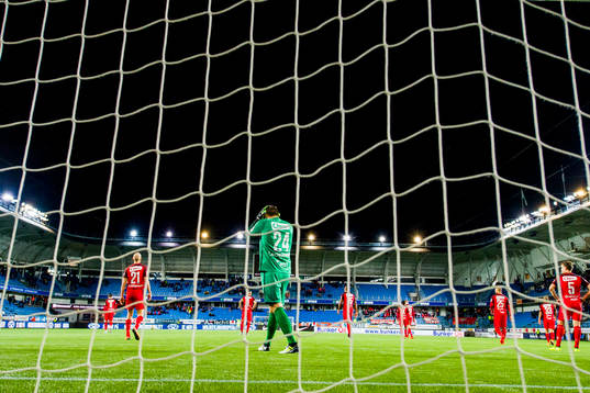 Goalkeeper Piotr Leciejewski of Brann looks dejected