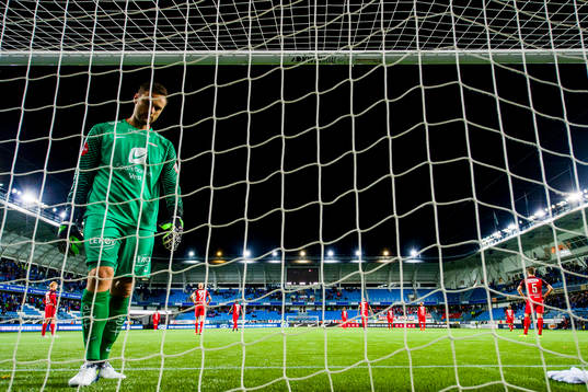 Goalkeeper Piotr Leciejewski of Brann looks dejected